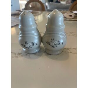 Vintage Ceramic Salt and Pepper Shakers Set Grey Floral Pattern Farmhouse Decor